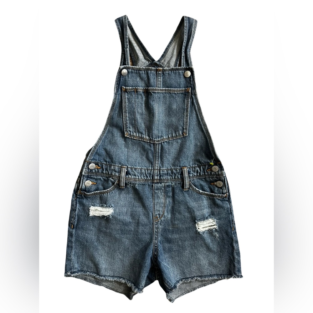Old Navy Shortalls/Overalls/Shorts Blue Distressed Denim Girls Size XL 14/16